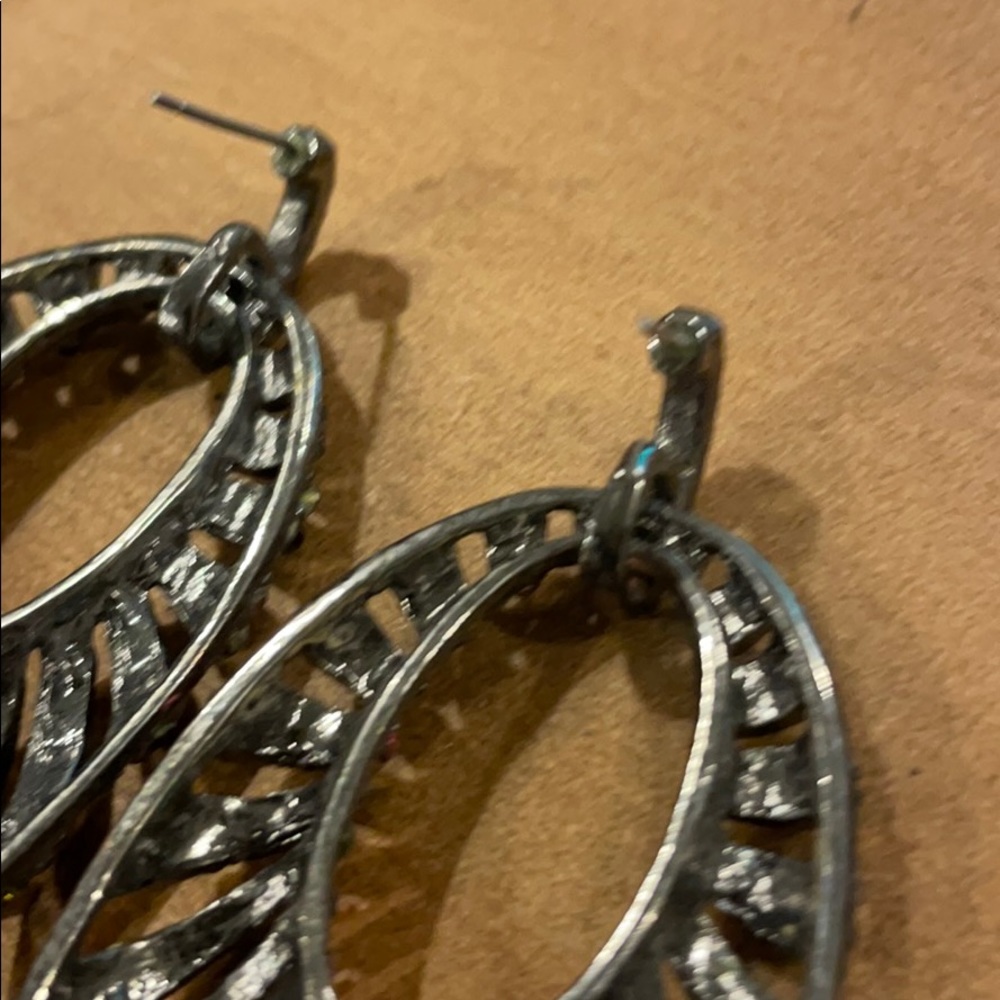 Urban Outfitters Multicolor Rhinestone Hoop Earrings - Picture 3 of 4
